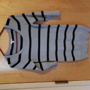 Bongo Striped Black Grey Striped Cowl Neck Scoop Neck Sweater